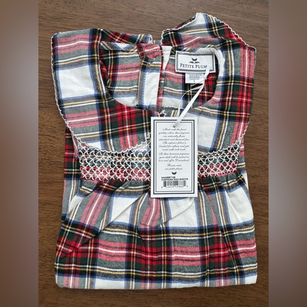 PETITE PLUME Girl's Brushed Twill Eloise Nightgown in Balmoral Tartan Size 5